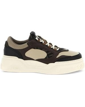 Fendi Leather And Canvas Force Sneakers - Black