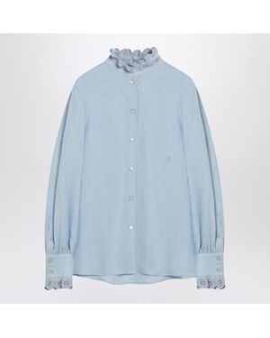 Valentino Garavani Light Shirt With Ruffles - Blue