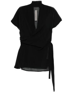 Rick Owens Silk Wrap Top - Black