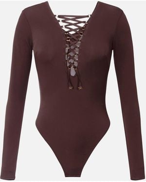Elisabetta Franchi Lace-Up Bodysuit - Purple