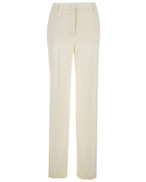 Alberta Ferretti Silk Tailored Trousers With High Waist - White