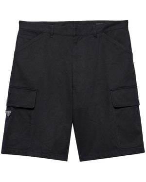 Prada Utility Pockets Cotton Bermudas - Blue
