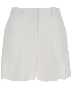Plain Shorts With Belt Loops - White