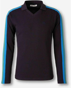 Wales Bonner Long Sleeve Polo - Blue