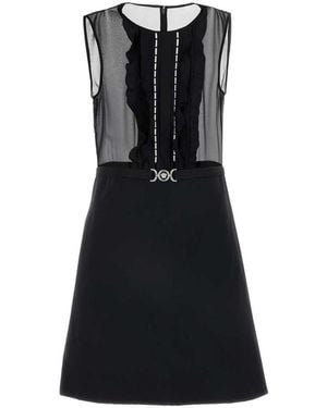 Versace Georgette Mini Dress - Black