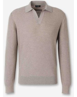 ZEGNA Polo Collar Sweater - Gray