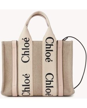 Chloé "Woody" Tote Bag Small - Natural