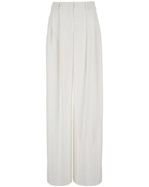 Plain Wide Trousers With Pences - White