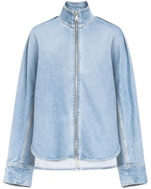 Alaïa Faded Denim Shirt With Zip - Blue
