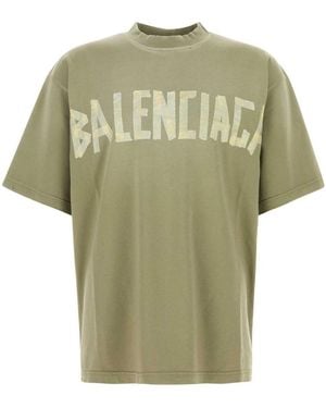 Balenciaga Tape Type Cotton T-Shirt - Green