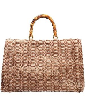 La Milanesa Jute And Viscose Shopping Bag - Brown