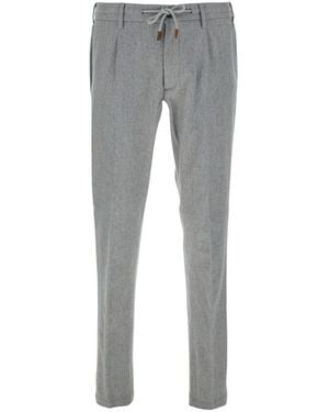 Eleventy Trousers With Elastic Drawstring Waist - Grey