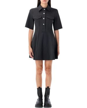 Ganni Flared Mini Dress - Black
