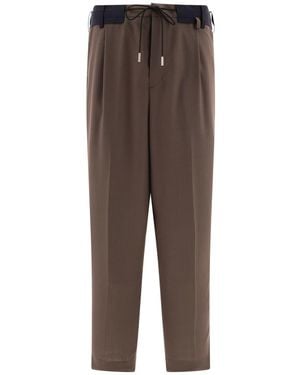 Sacai Tapered Drawstring Pants - Brown