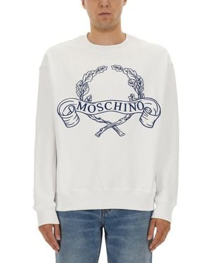 Moschino Sweatshirt With Laurel Crown Logo Embroidery - Grey