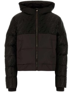 Fendi Giacca Jacquard Ff + Nylon - Black