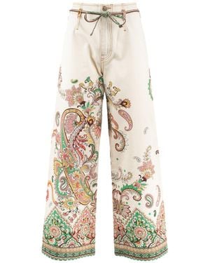 Etro Paisley Print Culotte Jeans - Natural