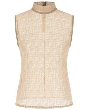 Fendi 'Ff' Lace Top - Natural