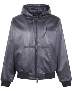 Giorgio Brato Nappa Leather Oversized Hooded Bomber Jacket Clothing - Blue
