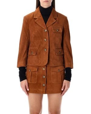 THE GARMENT Suede Fitted Jacket - Brown