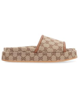 Gucci Original Gg Fabric Slides - Brown