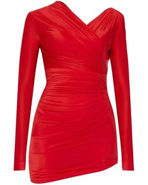 Balenciaga Stretch Jersey Draped Mini Dress - Red