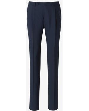 Canali Wool Pleated Trousers - Blue