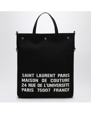 Saint Laurent North/south Tote Bag In Canvas - Black
