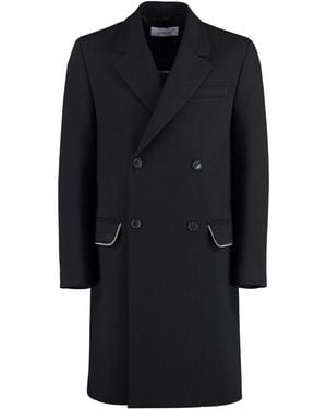 Off-White c/o Virgil Abloh Double-Breasted Virgin Wool Coat - Black