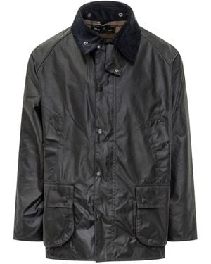 Barbour Waxed Jacket With Velvet Collar - Black