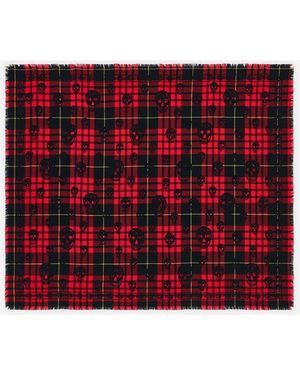 McQueen Skull Wool Scarf - Red