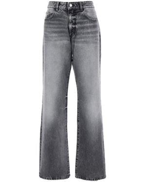 ICON DENIM Jeans With Wide Leg And Logo Patch On The Rear - Grey