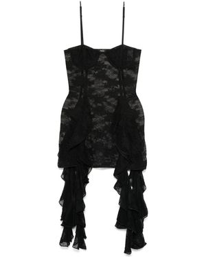 Oséree Volante Mini Dress - Black