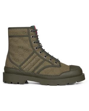 Gucci Gg Canvas Ankle Boots - Green