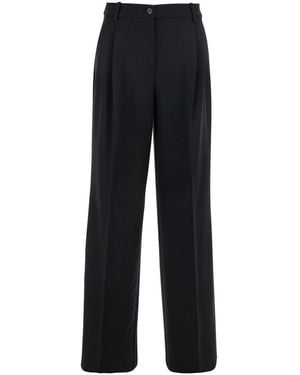 Pinko Black Tailored Pants With Front Pleats In Cotton Woman