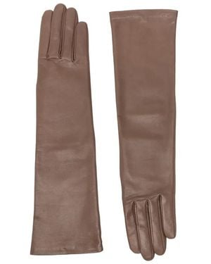 Agnelle "Opera" Nappa Leather Silk Gloves Accessories - Brown