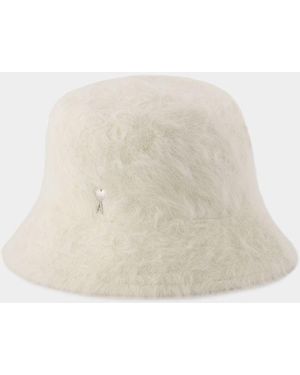 Ami Paris Fluffy Bucket Hat - White