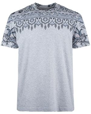 Etro Gray Cotton T-shirt With Printing. - Blue