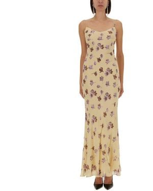 Self-Portrait Long Dress With Floral Pattern - Metallic