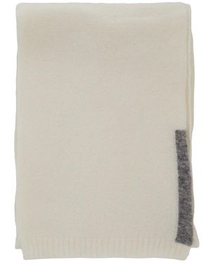 Semicouture White Scarf With Contrasting Detail In Wool Woman - Natural