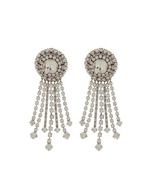 Alessandra Rich Round Clip-On Earrings - White