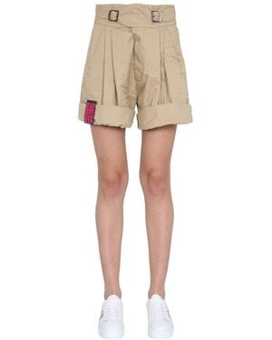 DSquared² Cargo Shorts With Concealed Zip Closure - Natural