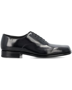 Prada Brushed Leather Oxford Shoes - Black