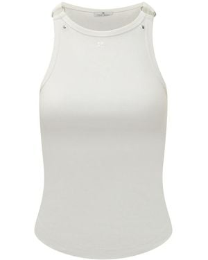 Courreges Buckle 90's Rib Top - White