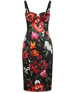 Dolce & Gabbana Satin Printed Dress - Red