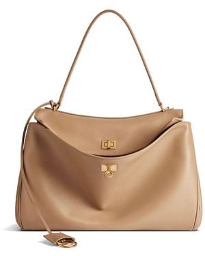 Balenciaga Rodeo Medium Smooth Leather Hand Bags - Natural