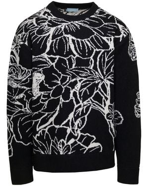 3.PARADIS Knit Crewneck Jumper Flowers - Black