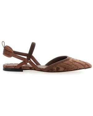 Fendi Kitten Ff Sling Back Shoes - Brown