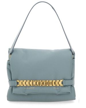 Victoria Beckham Puffy Pouch With Chain - Blue