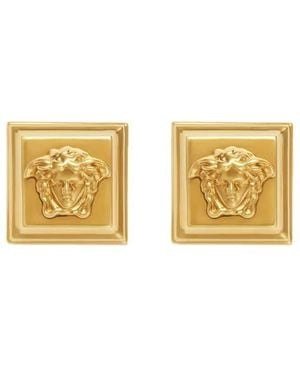 Versace Gold-colored Earrings With Square Design And Medusa Head Details In Brass Woman - Metallic